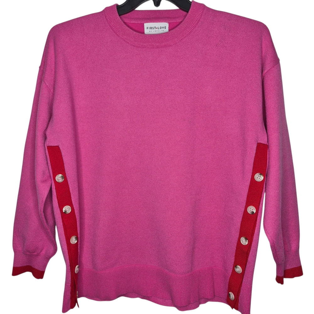 First‎ Love Pink Sweater with Red Accents